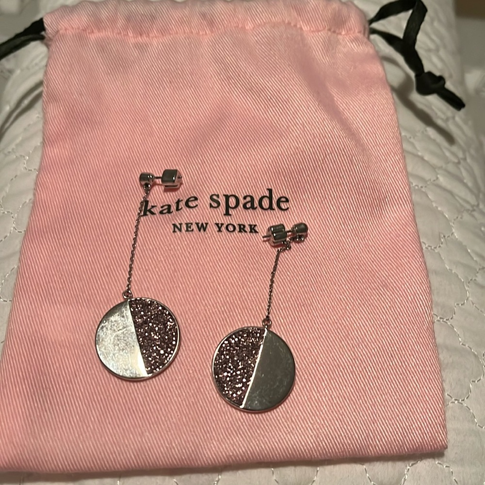 Pink sparkle Kate Spade mod scallop earrings! Gorgeous.